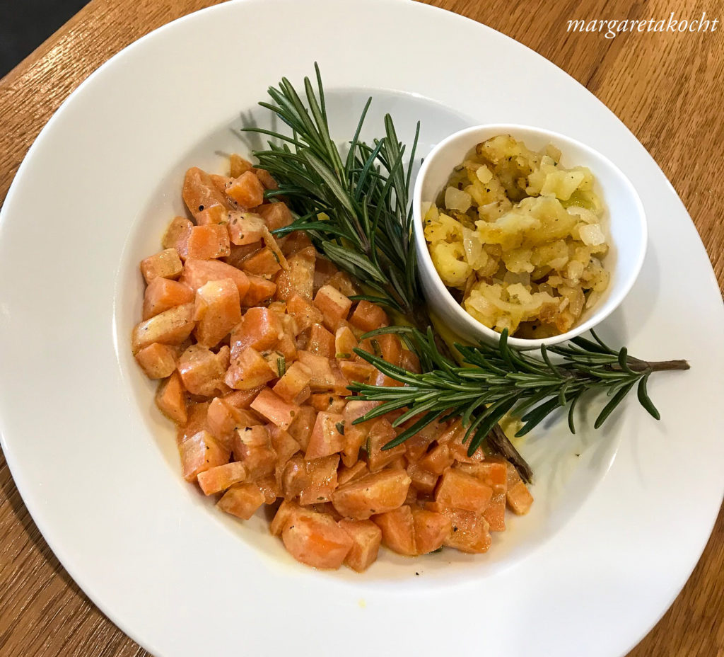 Rosmarin Karotten mit Rösti (und) ein schnelles (Fasten)Gericht